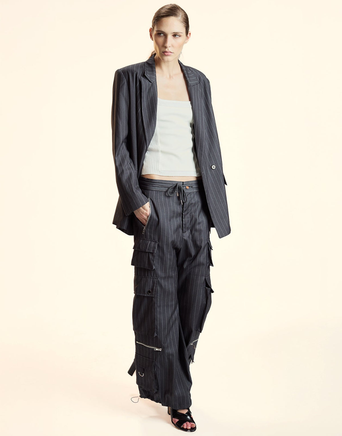 Pinstripe Cargo Pants | Cynthia Rowley Clothing