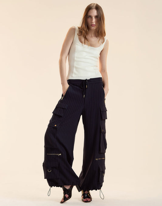 Pinstripe Cargo Pants | Cynthia Rowley Clothing