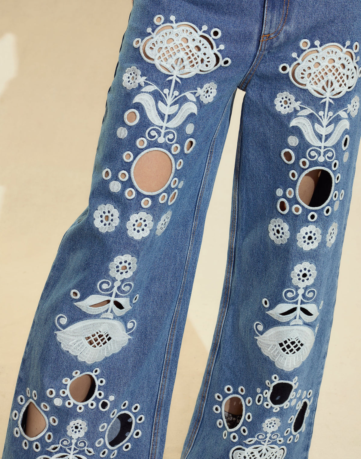 Embroidered Wide-leg Jean | Cynthia Rowley Clothing|Sale