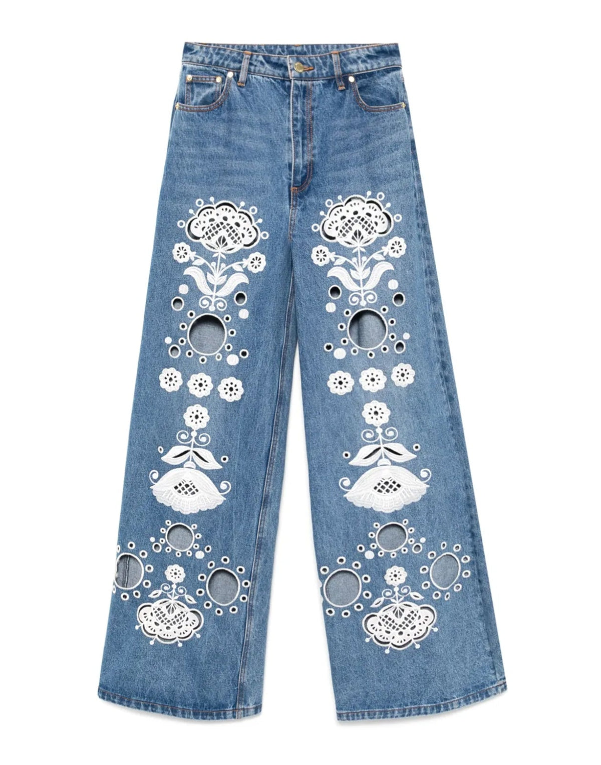Embroidered Wide-leg Jean | Cynthia Rowley Clothing|Sale
