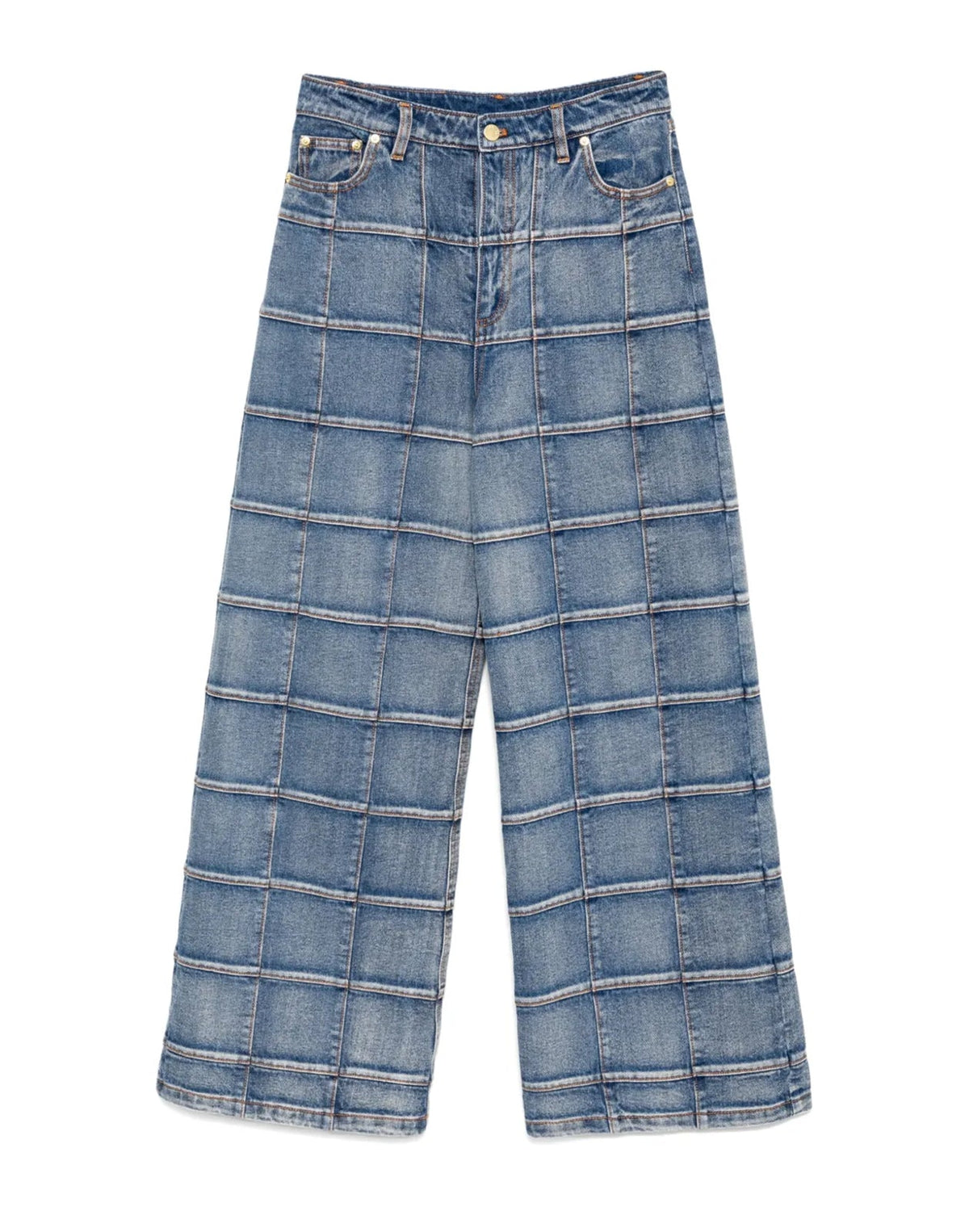 Windowpane Wide-Leg Jeans | Cynthia Rowley Clothing|Sale
