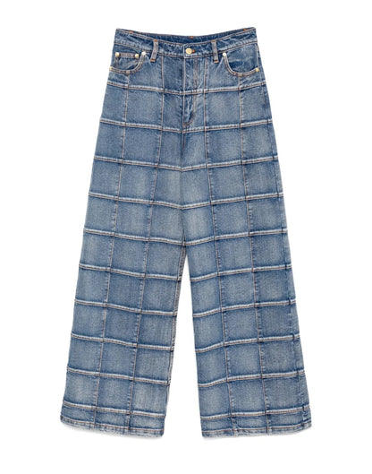 Windowpane Wide-Leg Jeans | Cynthia Rowley Clothing|Sale
