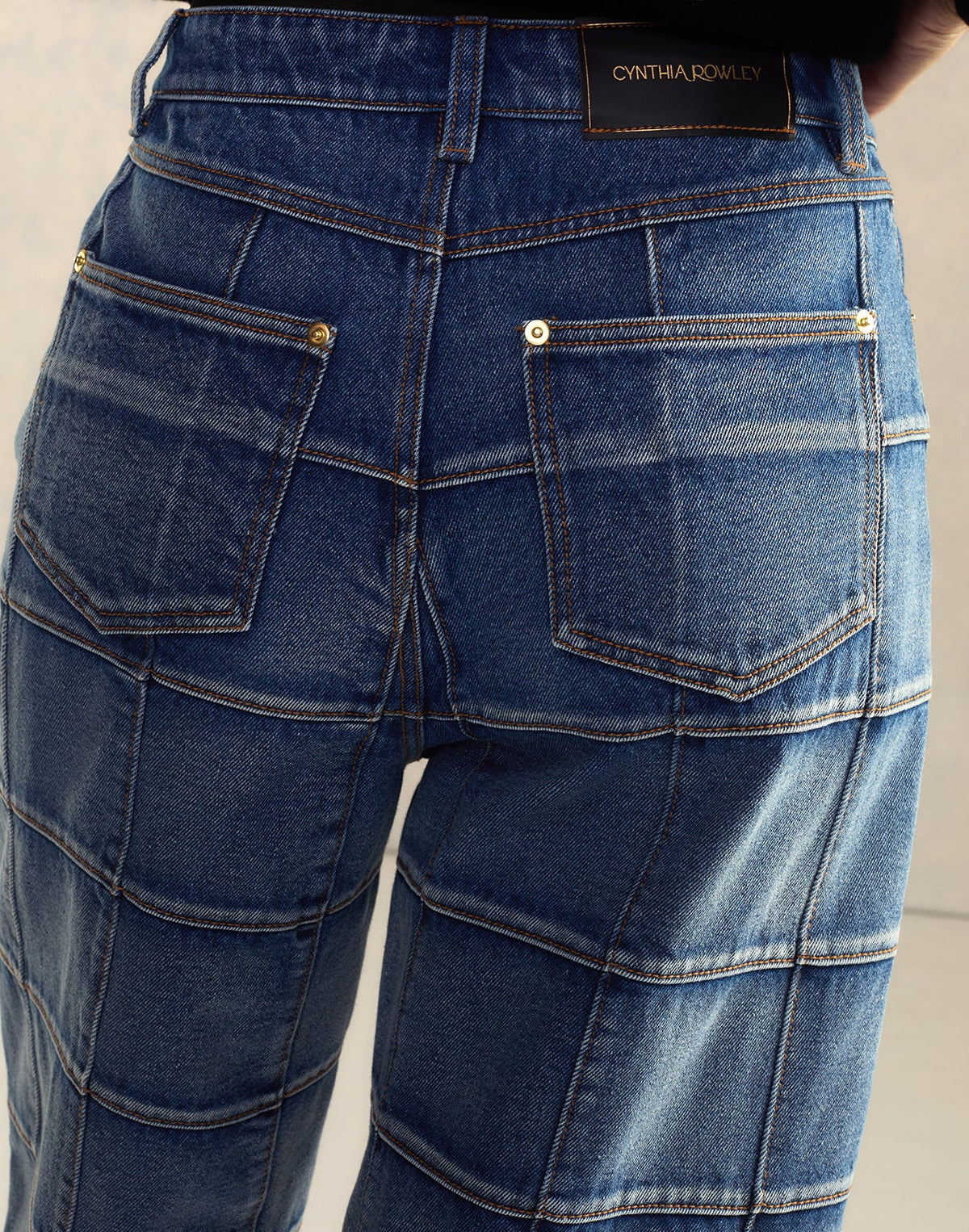 Windowpane Wide-Leg Jeans | Cynthia Rowley Clothing|Sale