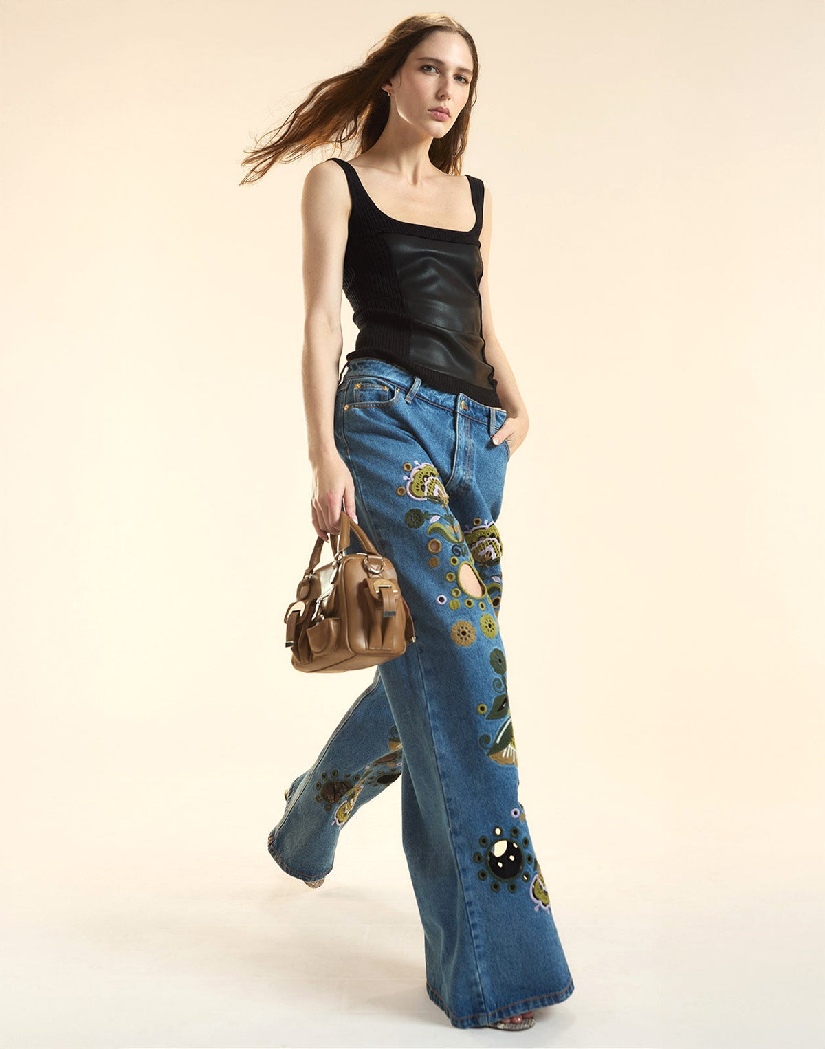 Embroidered Wide-leg Jean | Cynthia Rowley Clothing|Sale