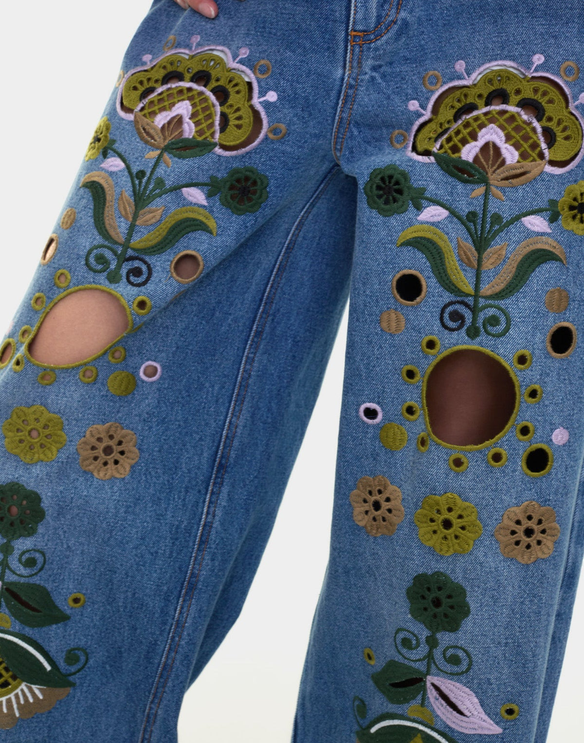 Embroidered Wide-leg Jean | Cynthia Rowley Clothing|Sale