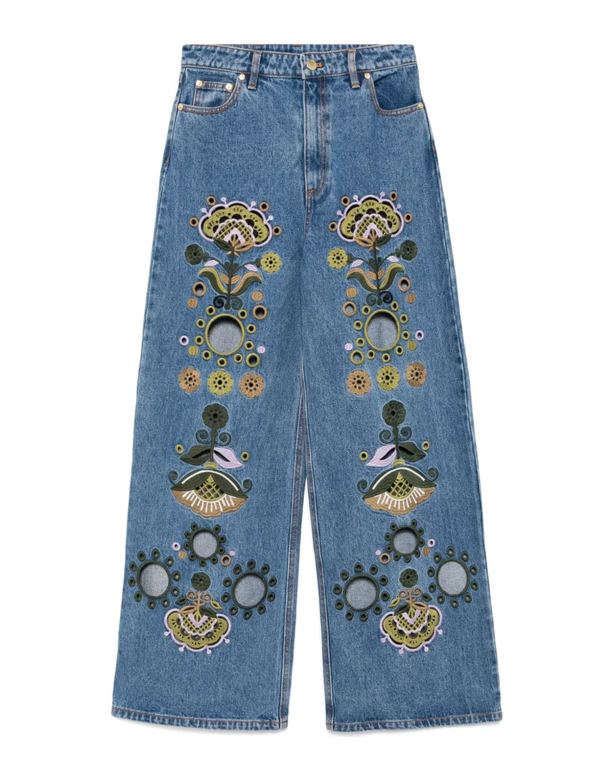 Embroidered Wide-leg Jean | Cynthia Rowley Clothing|Sale
