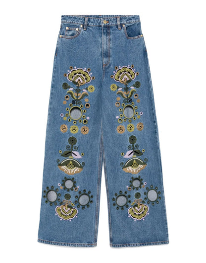 Embroidered Wide-leg Jean | Cynthia Rowley Clothing|Sale