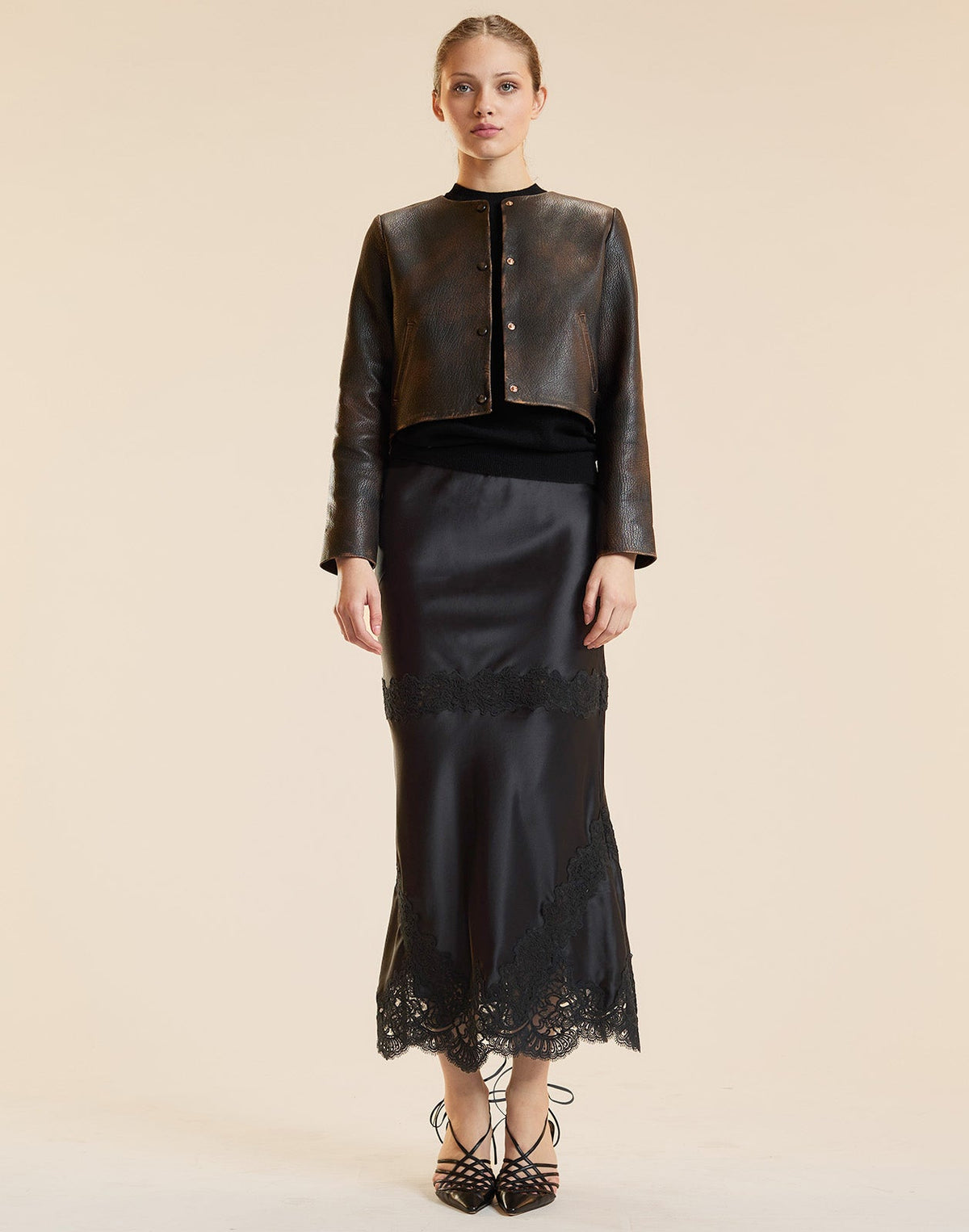 Garbo Silky Lace Skirt | Cynthia Rowley Clothing