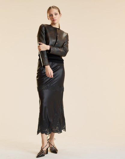 Garbo Silky Lace Skirt | Cynthia Rowley Clothing