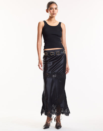 Garbo Silky Lace Skirt | Cynthia Rowley Clothing
