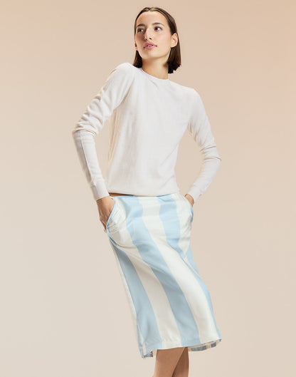 Stripe Collectible Silk Skirt | Cynthia Rowley Clothing