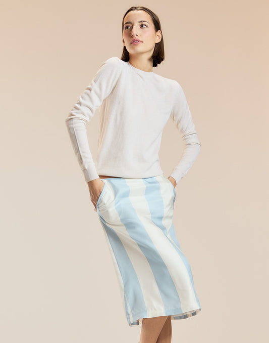 Stripe Collectible Silk Skirt | Cynthia Rowley Clothing
