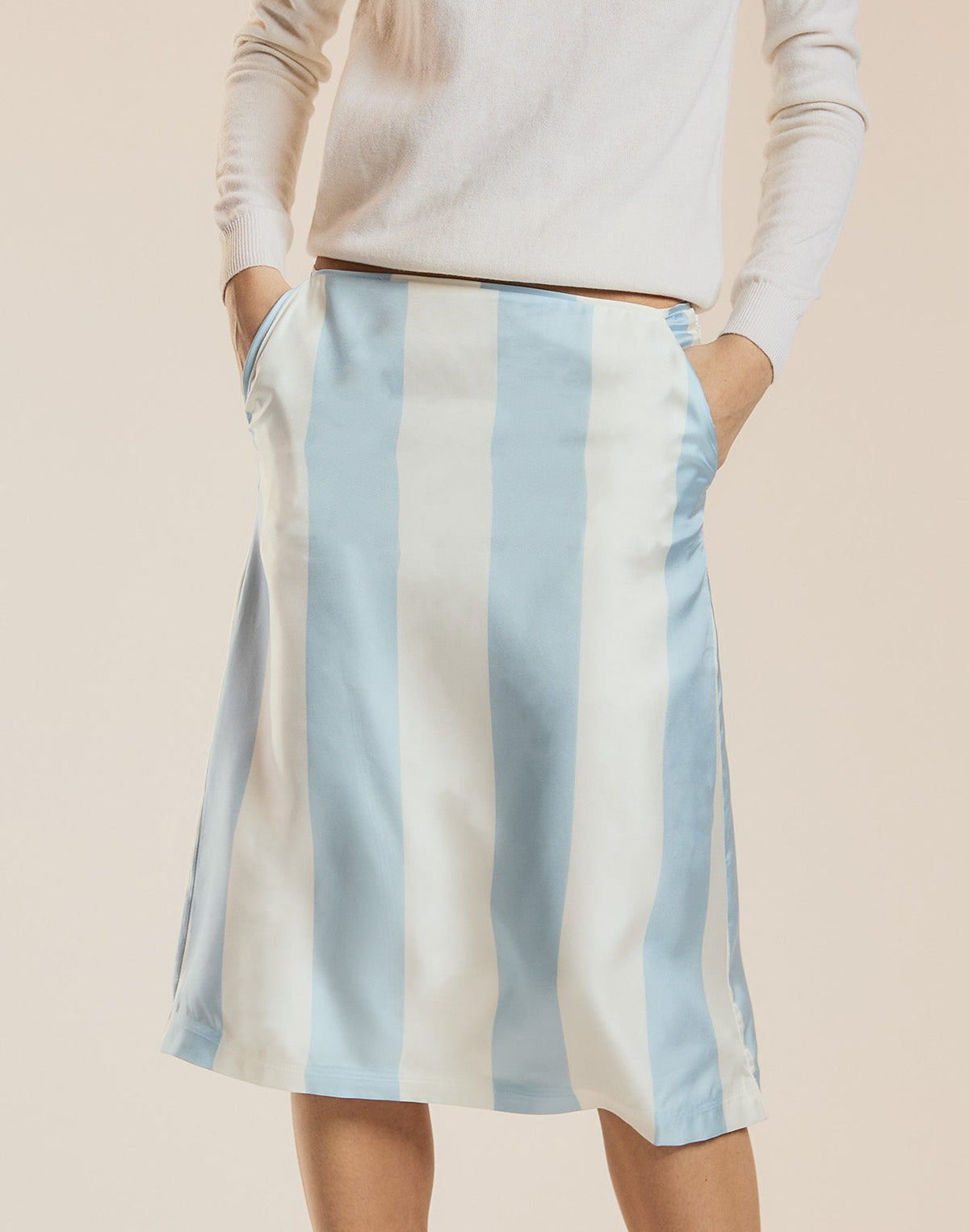 Stripe Collectible Silk Skirt | Cynthia Rowley Clothing
