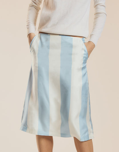 Stripe Collectible Silk Skirt | Cynthia Rowley Clothing