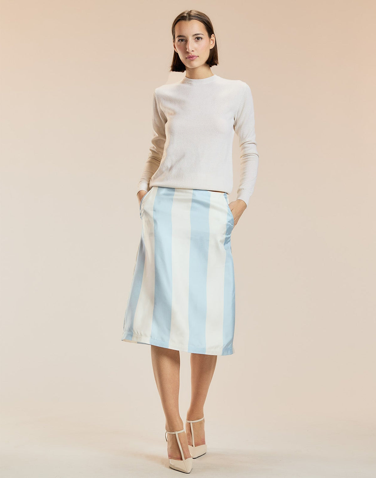 Stripe Collectible Silk Skirt | Cynthia Rowley Clothing