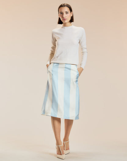 Stripe Collectible Silk Skirt | Cynthia Rowley Clothing