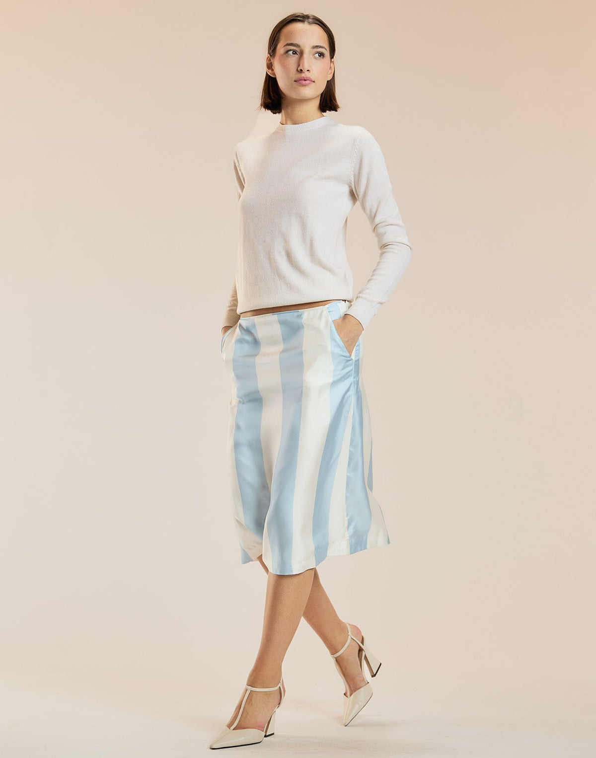Stripe Collectible Silk Skirt | Cynthia Rowley Clothing