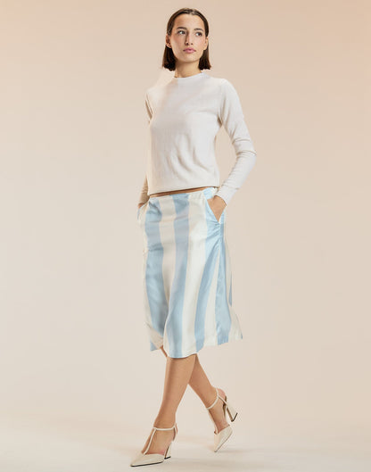 Stripe Collectible Silk Skirt | Cynthia Rowley Clothing
