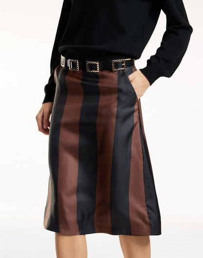 Stripe Collectible Silk Skirt | Cynthia Rowley Clothing
