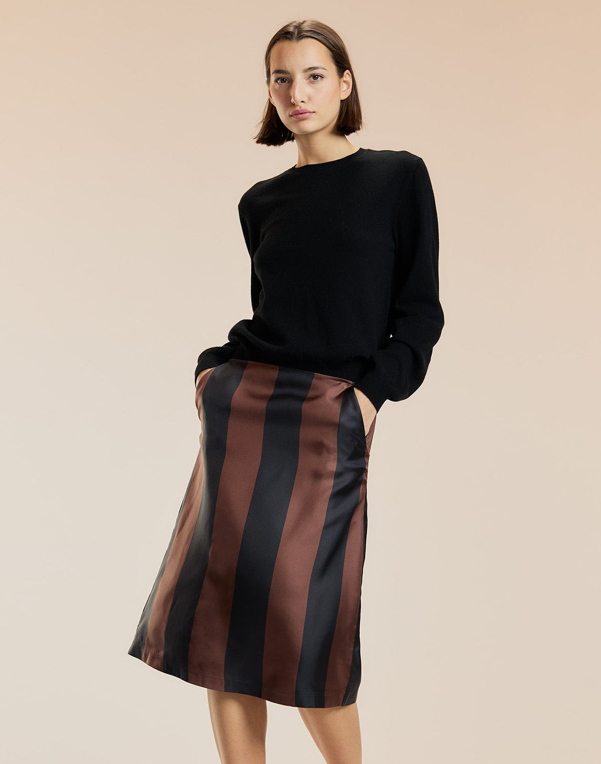 Stripe Collectible Silk Skirt | Cynthia Rowley Clothing