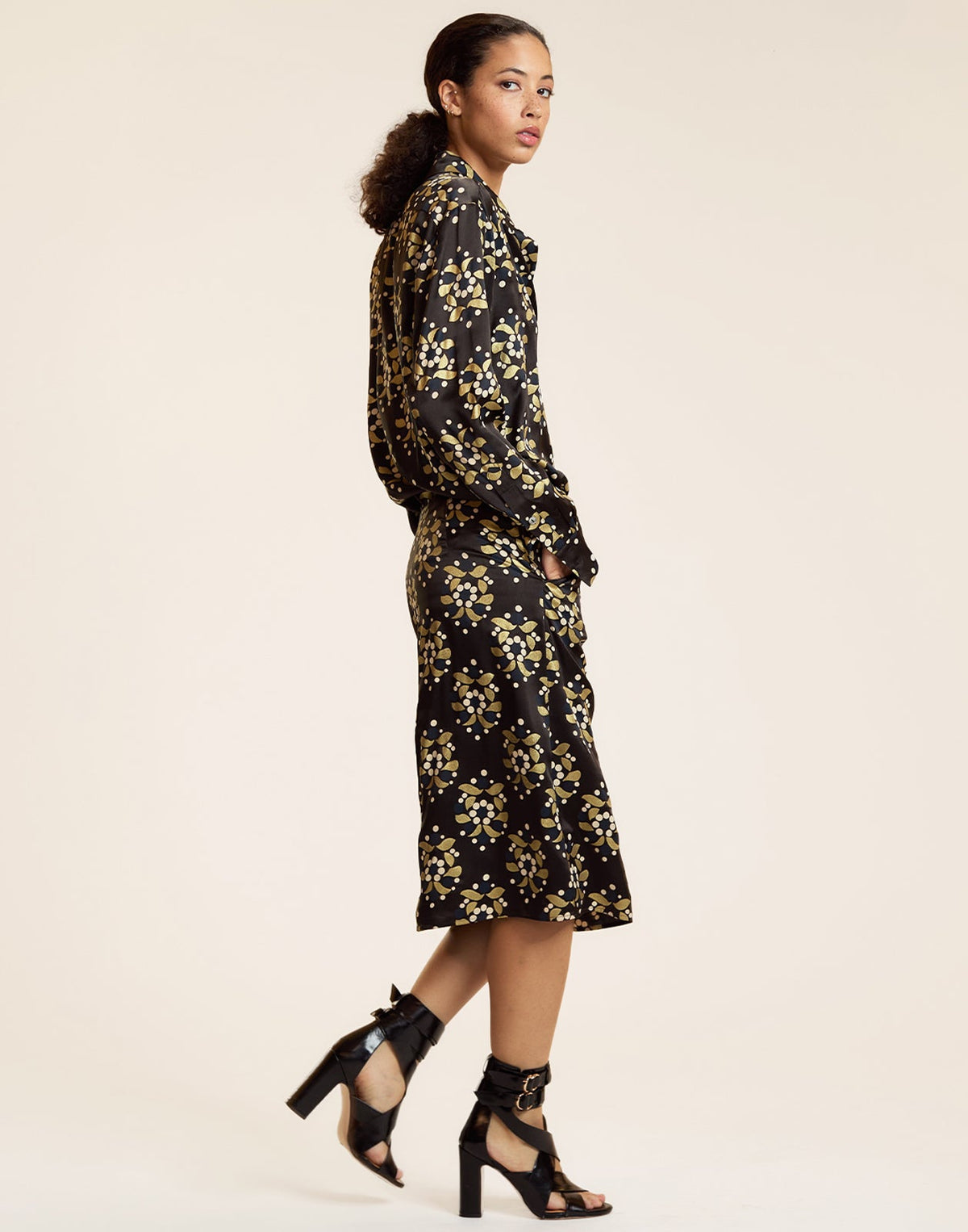 Gold Filigree Skirt | Cynthia Rowley Clothing