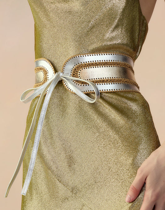 Metallic Vegan Leather Belt | Cynthia Rowley Accessories