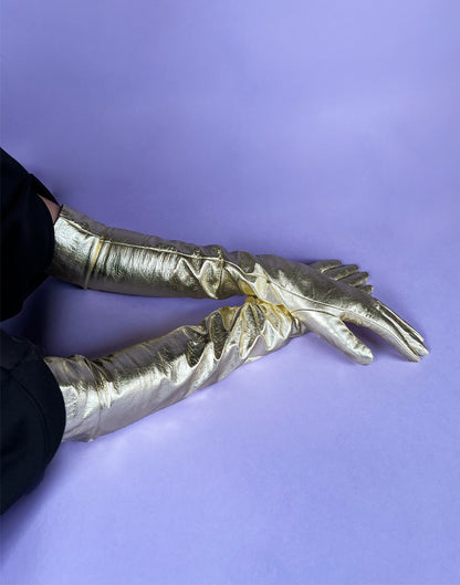 Bea Long Metallic Leather Gloves | Cynthia Rowley Accessories